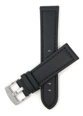 Bandini 24mm Black Italian Leather Watch Band - Racer - Padded 24mm / Black / Silver Buckle |  Dial