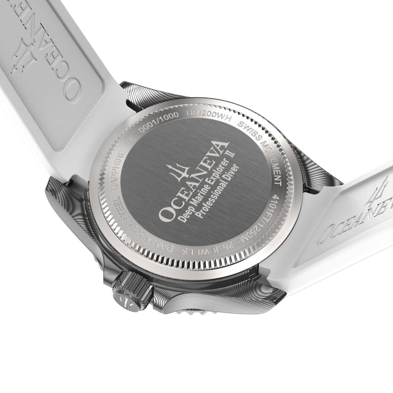 Oceaneva Damascus Swiss Automatic SW200 Deep Marine Explorer II (Damascus/White Dial)