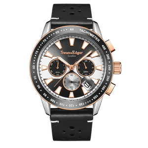 Mechanical Quartz Racer Black/Leather Black/White Dial
