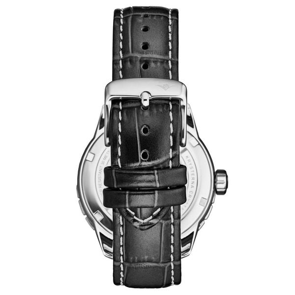 Global Voyager GMT 42mm World Timer Watch Black/Leather | Black Dial