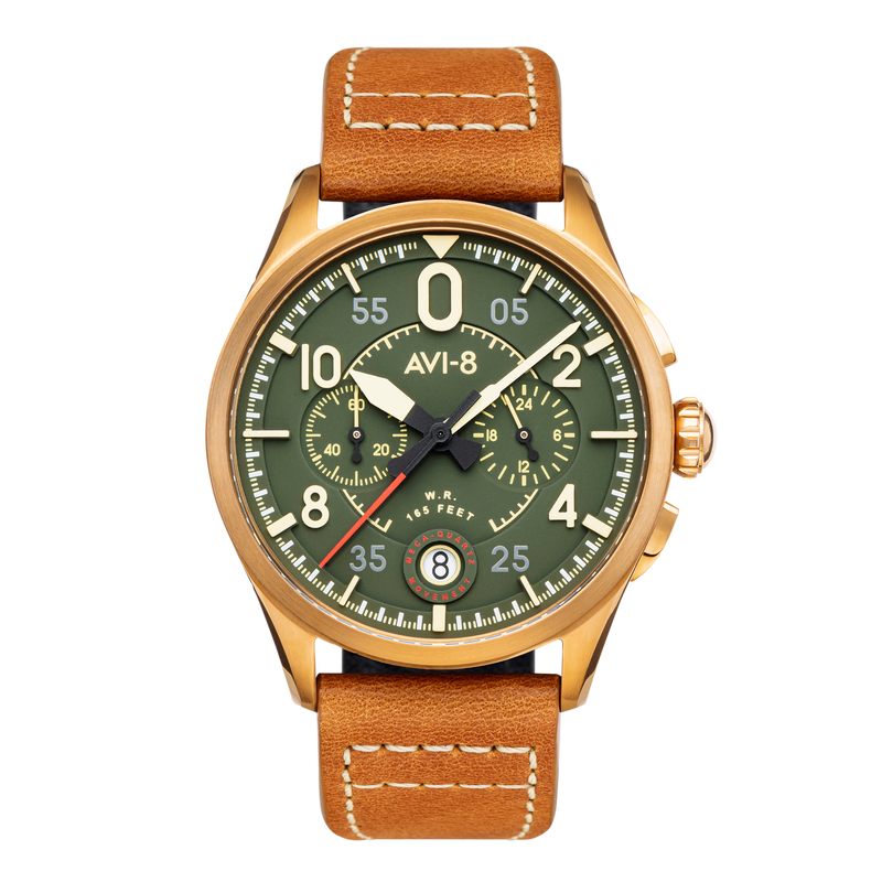Spitfire Lock Chronograph Watch Green / Leather | Green Dial