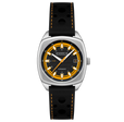 Buxton Automatic Black & Orange / Black Leather | Black Dial