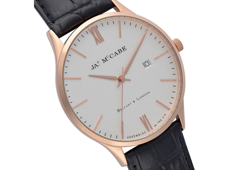 James McCabe London Slim Swiss Quartz Watch White / Leather | White Dial