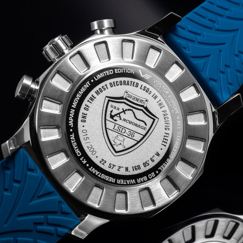 VOSTOK-EUROPE ANCHORAGE SPECIAL EDITION QUARTZ CHRONOGRAPH 6S21/595A443-D White / Blue Rubber | White Dial