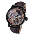 Skeleton Series black leather/rose gold | Gold Dial