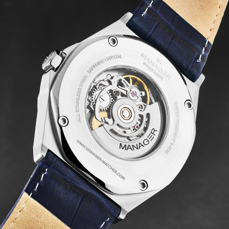 Open mind MAN-RO-03-SL / Blue / Leather | Blue Dial