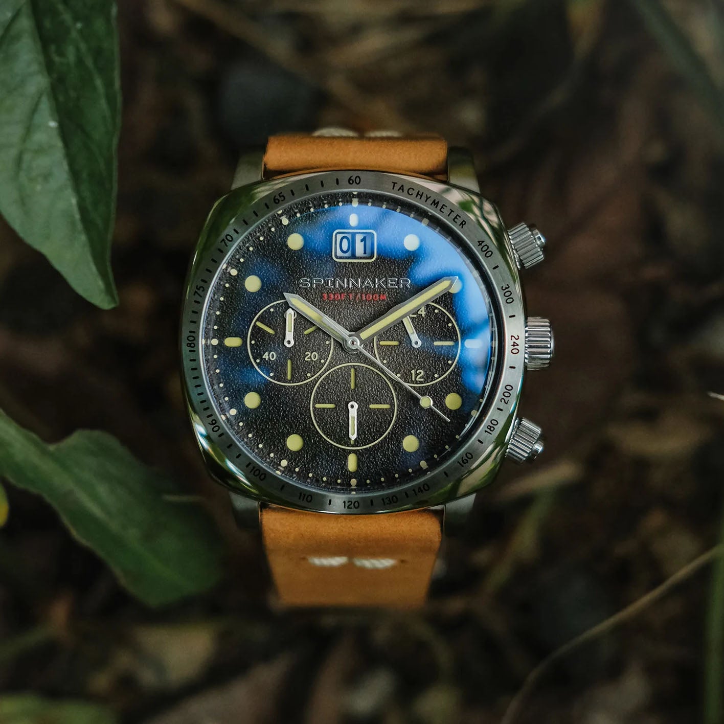 Hull Chronograph Black & Brown / Leather Black Dial
