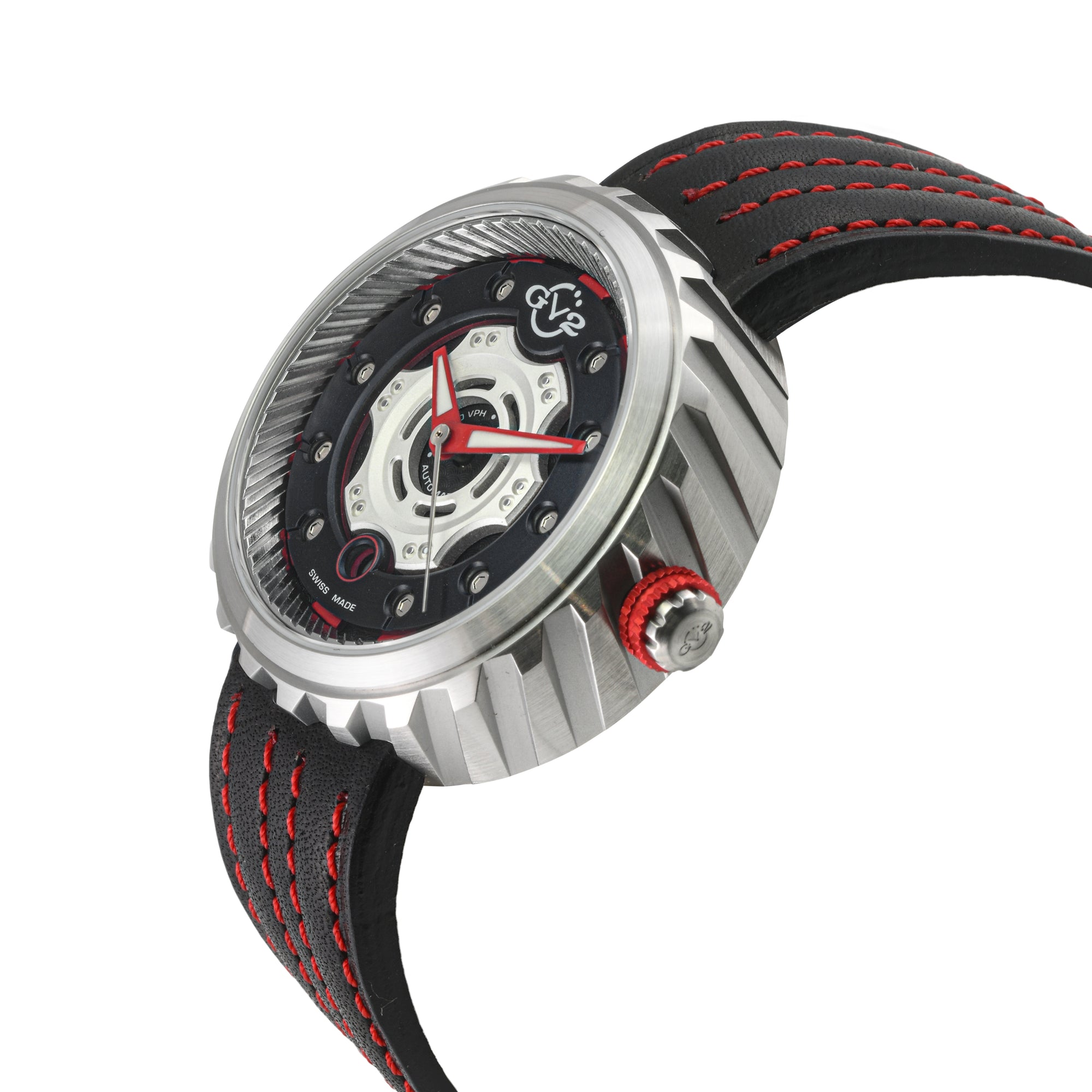 Motorcycle - Sport GV2 Swiss Made Automatic, Black Dial with multi-layers represents a motorcycle disc braking system Black Dial