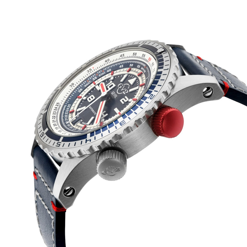 Contasecondi Automatic Swiss Made Calculator Watch Steel, blue and red double sapphire crystal | Blue Dial