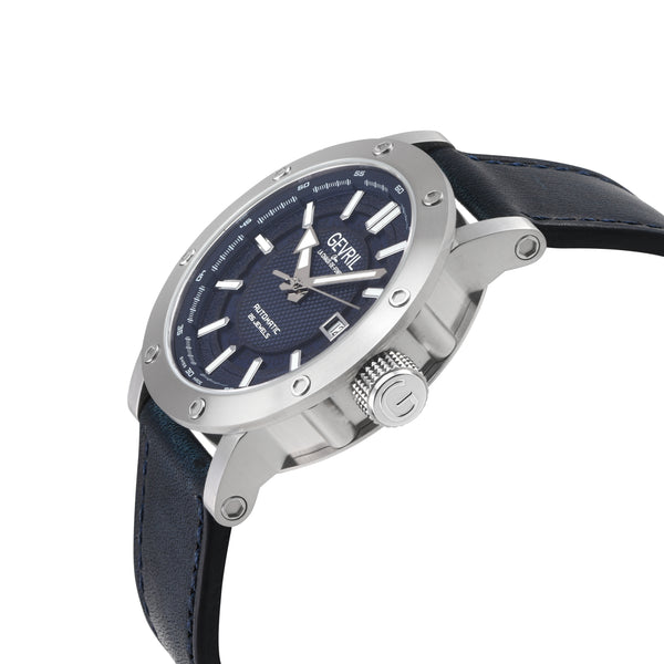 Flat Iron Swiss Made Automatic, 42mm Stainless Steel, Blue Dial, Blue Italian Leather Strap | Blue Dial
