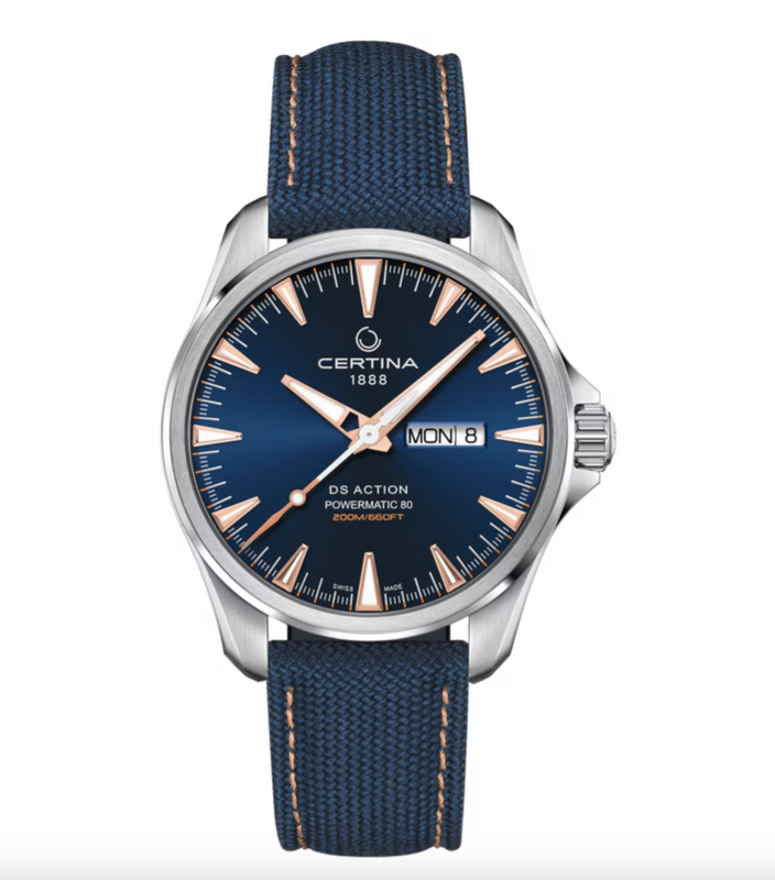 DS Action Day Date Powermatic 80 Blue dial / Blue Strap | Blue Dial