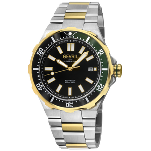 Ticonic Black Enamel Dial Two-Tone SS/IPYG Bracelet IPG Black/Green Bezel 44mm