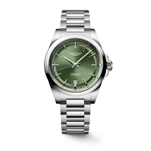 Conquest Silver/Green Sunray Green Dial