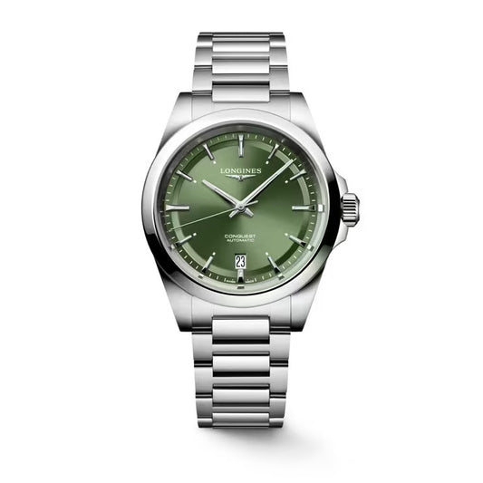 Conquest Silver/Green Sunray Green Dial