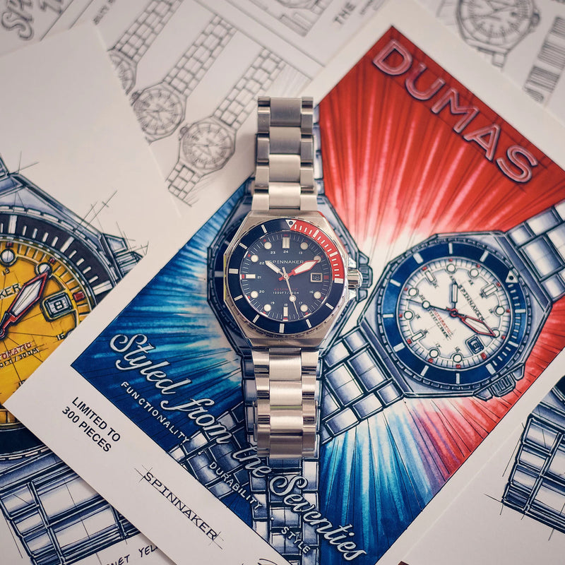 Dumas Blue Dial / Red / Stainless Steel | Blue Dial