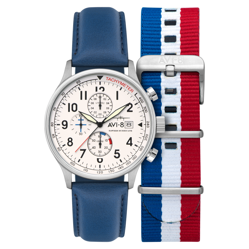 Classic Chronograph White / Blue Leather | White Dial