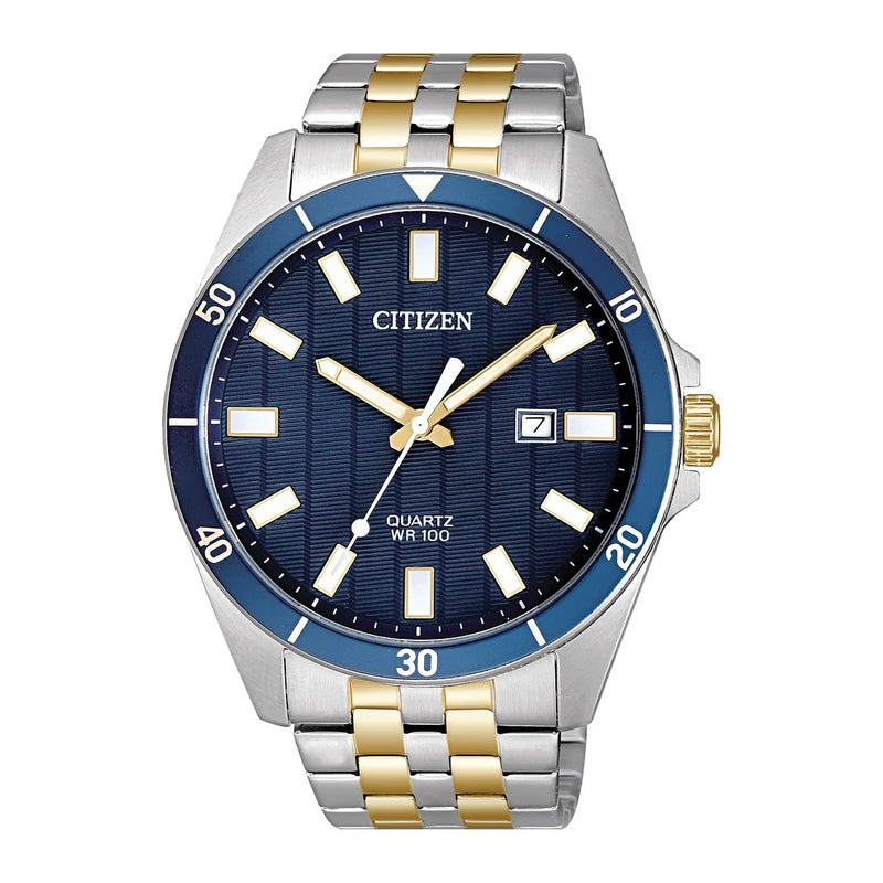 Men's Citizen Quartz Two-Tone Stainless Steel Blue Watch