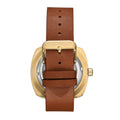 Davenport Engraved-Case Leather-Band Watch w/ Date Gold/Brown | Black Dial