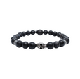 Etched sterling skull, striped black agate M (7.25" Wrist) |  Dial