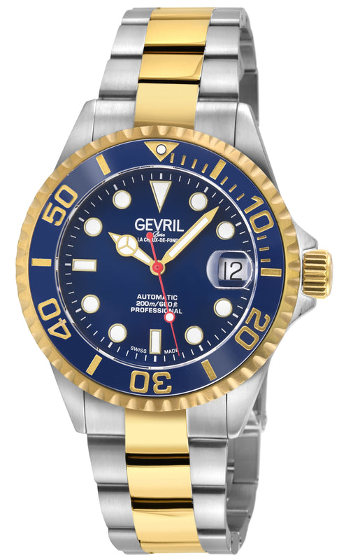 Wall Street Gevril Swiss Made SW200 Steel Rotating Bezel, 316L case, Black Dial | Blue Dial