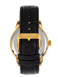 Automatic Sanford Semi-Skeleton Leather-Band Watch Gold/Black | Black Dial