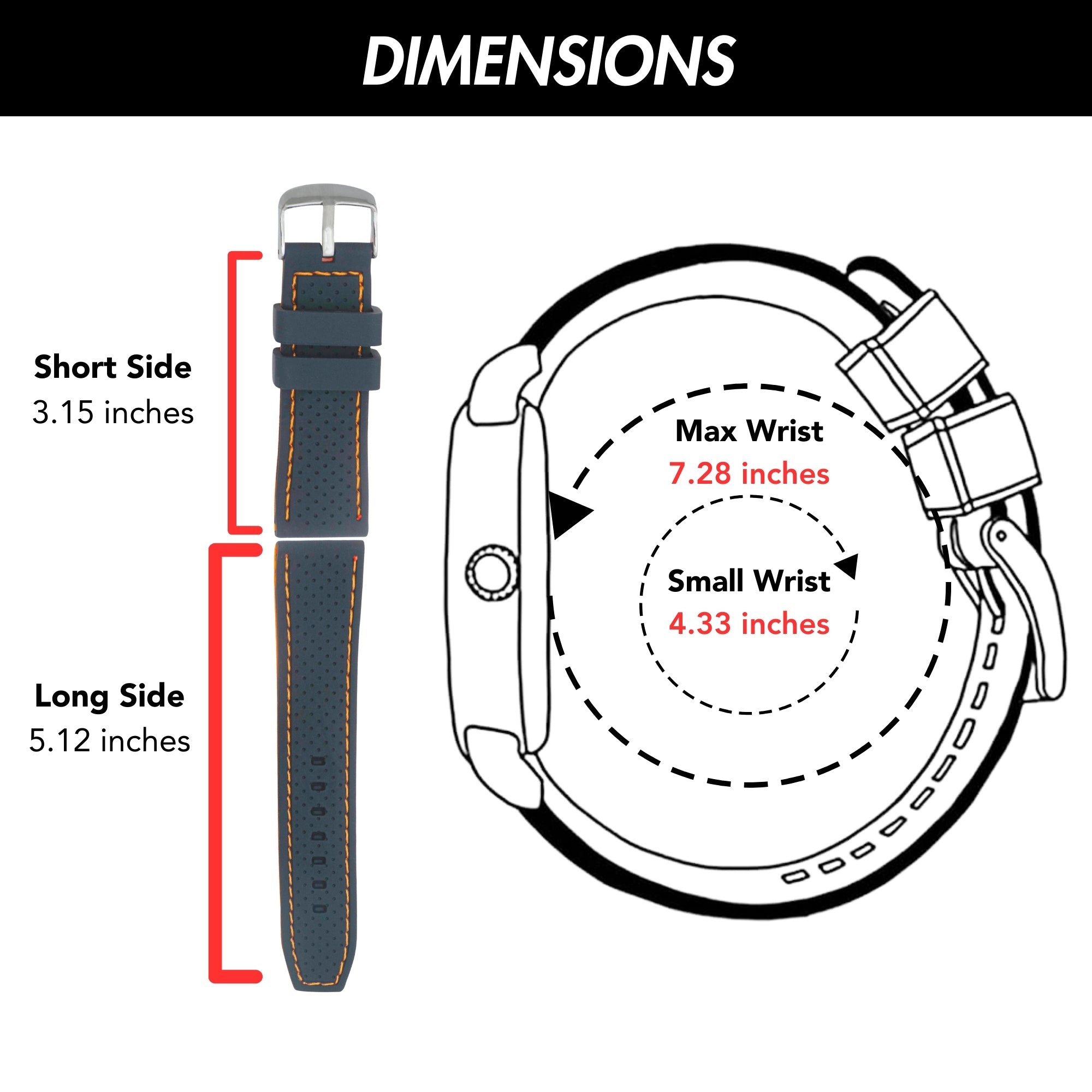 20mm Silicone Rally Strap, Perforated Black / Red |  Dial