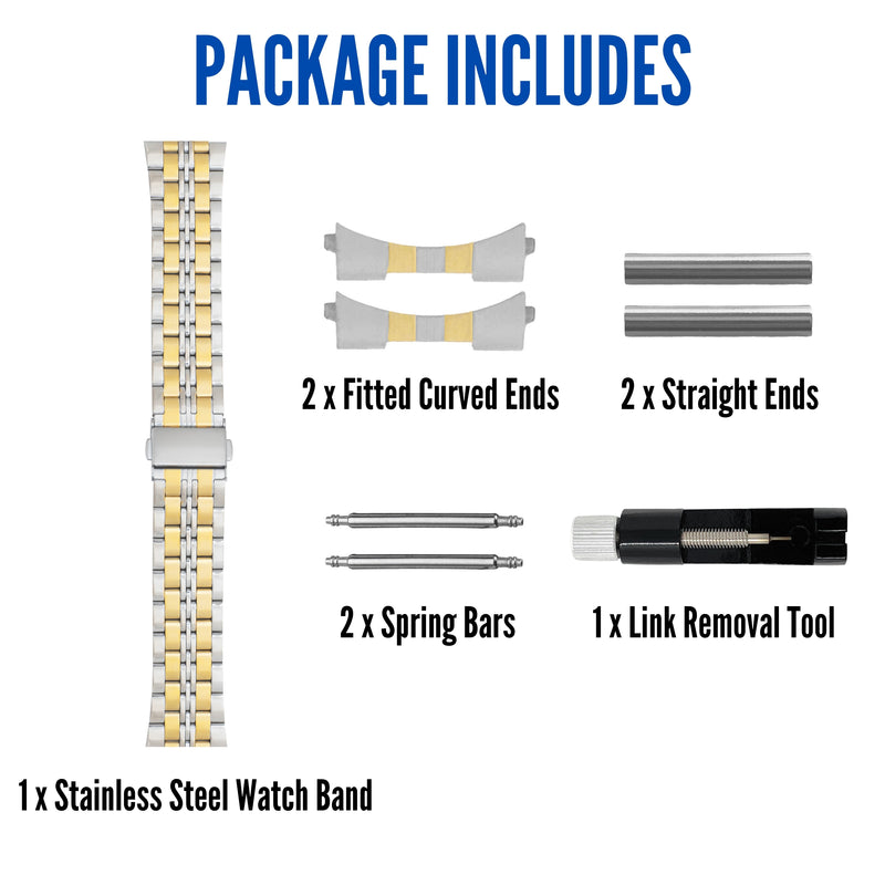 MET.615 | Jubilee Stainless Steel Watch Band 22mm / Two-Tone |  Dial