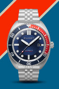 Tortuga Automatic Blue & Red / Stainless Steel Blue Dial
