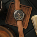 Baron Grand Date Calendar Open Heart Automatic Black / Brown Leather | Black Dial