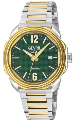 Roosevelt Gevril SS Case, IPYG Bezel, Green checkered dial, SS Bracelet. | Green Dial
