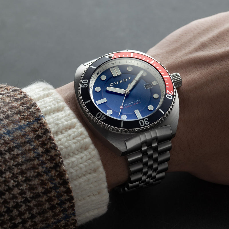 Tortuga Automatic Blue & Red / Stainless Steel Blue Dial
