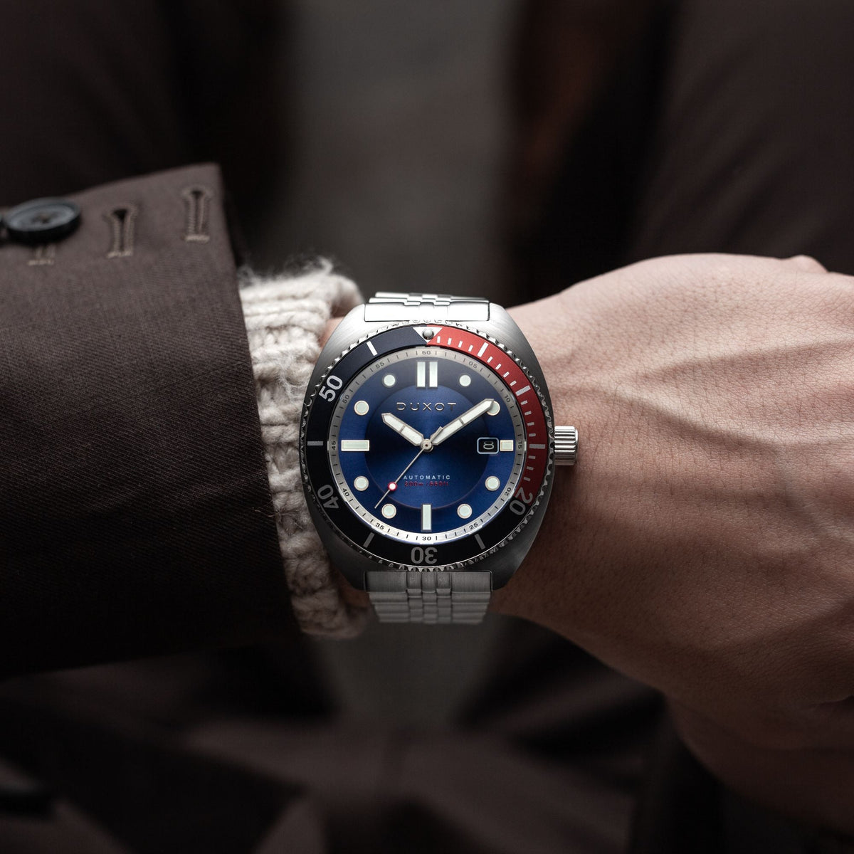 Tortuga Automatic Blue & Red / Stainless Steel Blue Dial