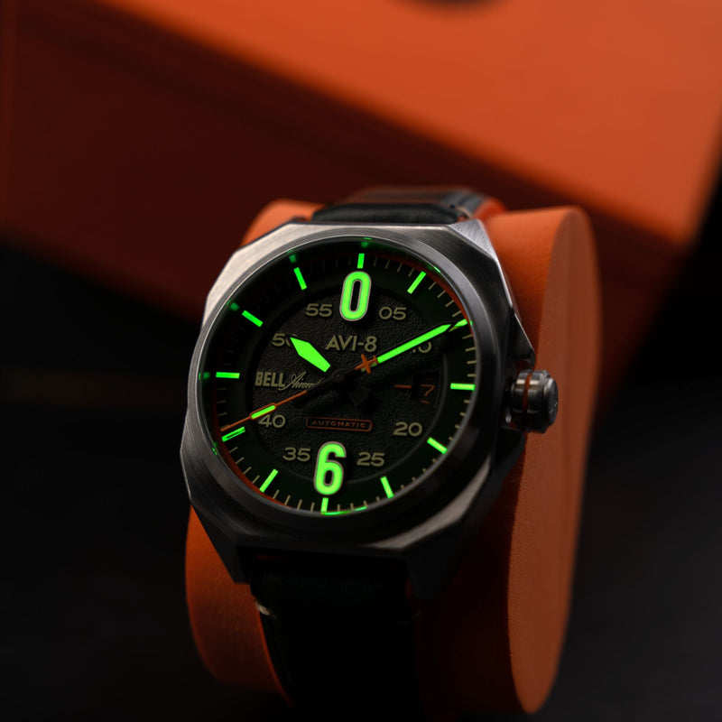 Bell X-1 Machbuster Automatic Green / Green Hybrid leather and rubber strap | Green Dial