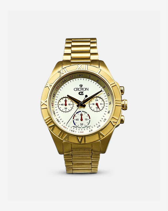 LUMINA Unisex Goldtone Chronograph with Tapering Bracelet  |  Dial