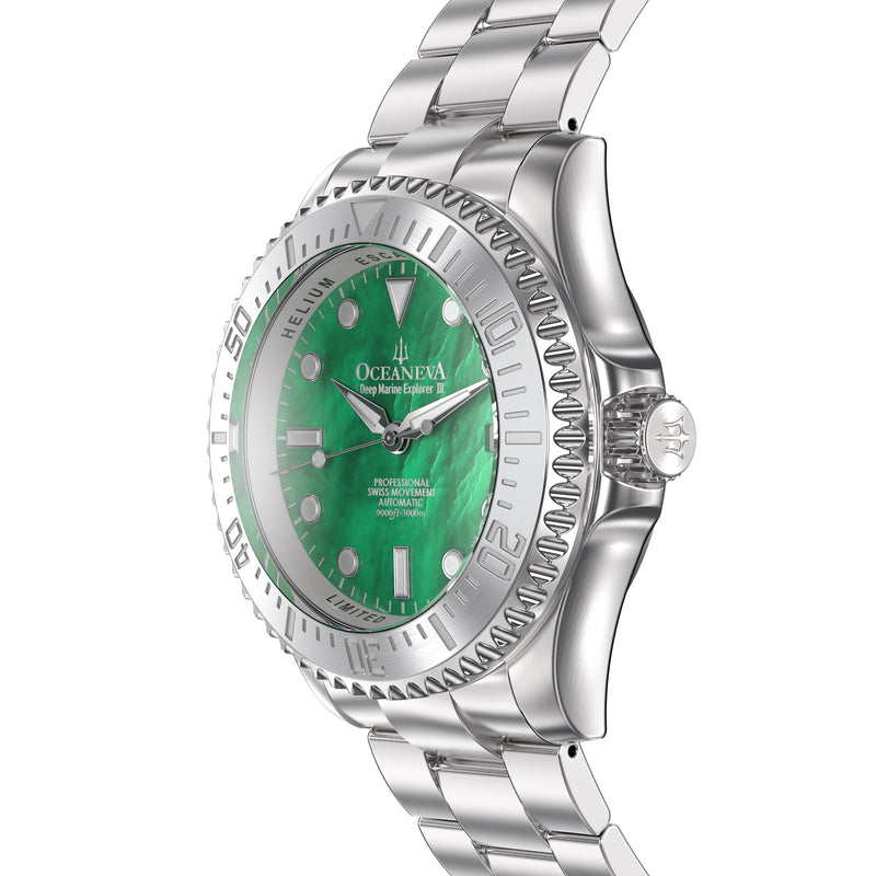 Deep Marine Explorer III Swiss Automatic Stainless Watch| Green Dial