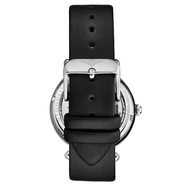 Luxe Automatic Skeleton Black/Leather | Silver Dial