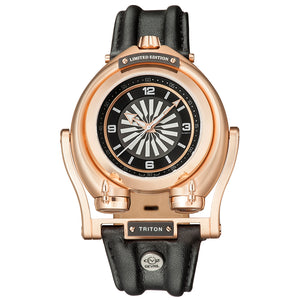 Triton GV2 by Gevril Triton Automatic Swiss Made Triton swinging lugs watch Black Rose Gold