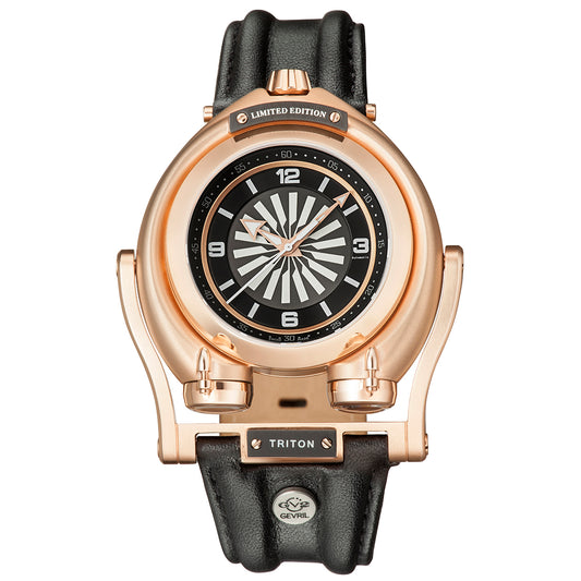 Triton GV2 by Gevril Triton Automatic Swiss Made Triton swinging lugs watch Black Rose Gold
