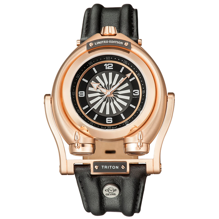 Triton GV2 by Gevril Triton Automatic Swiss Made Triton swinging lugs watch Black Rose Gold