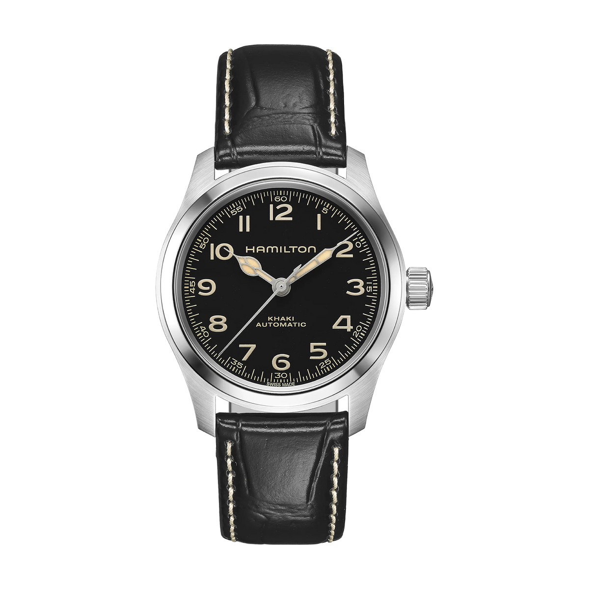 Khaki Field Black / Leather Black Dial