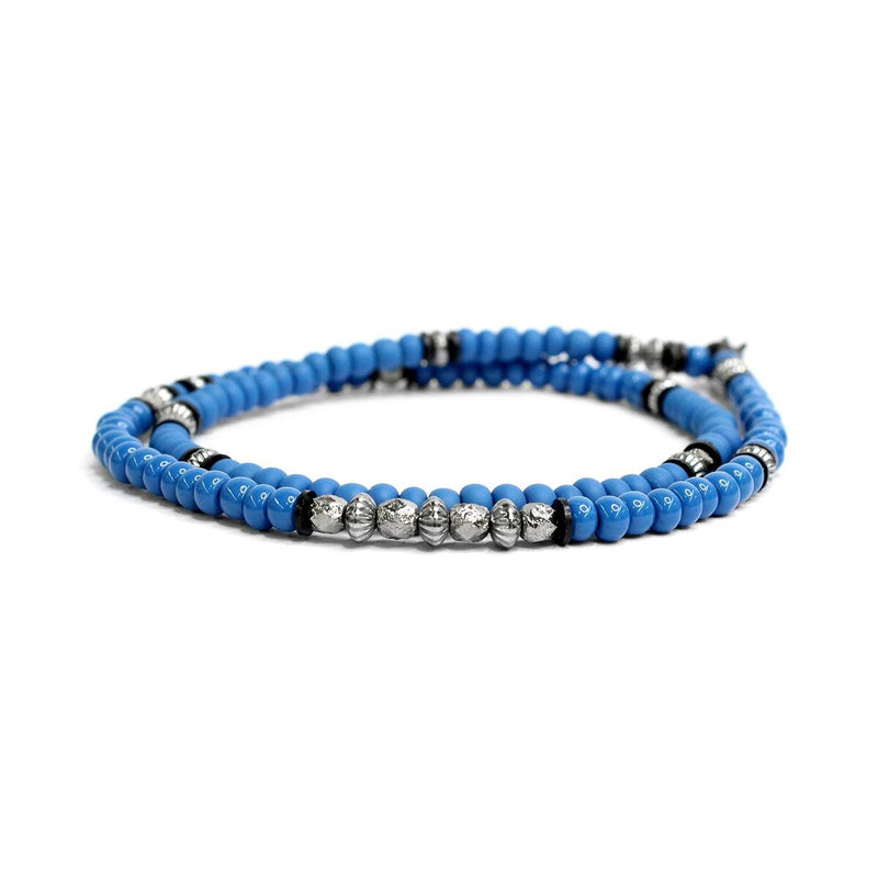Blue Czech Glass Double, Scattered Sterling M (7.25" Wrist) |  Dial