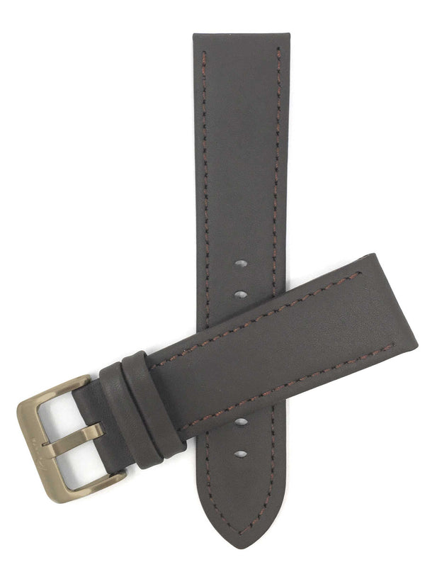 423 | 18mm Brown Italian Leather Watch Band - Classic - Semi-Padded 18mm / Brown / Gold Buckle |  Dial