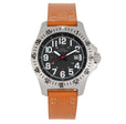 Aviator Leather-Band Watch w/Date Camel/Black | Black Dial