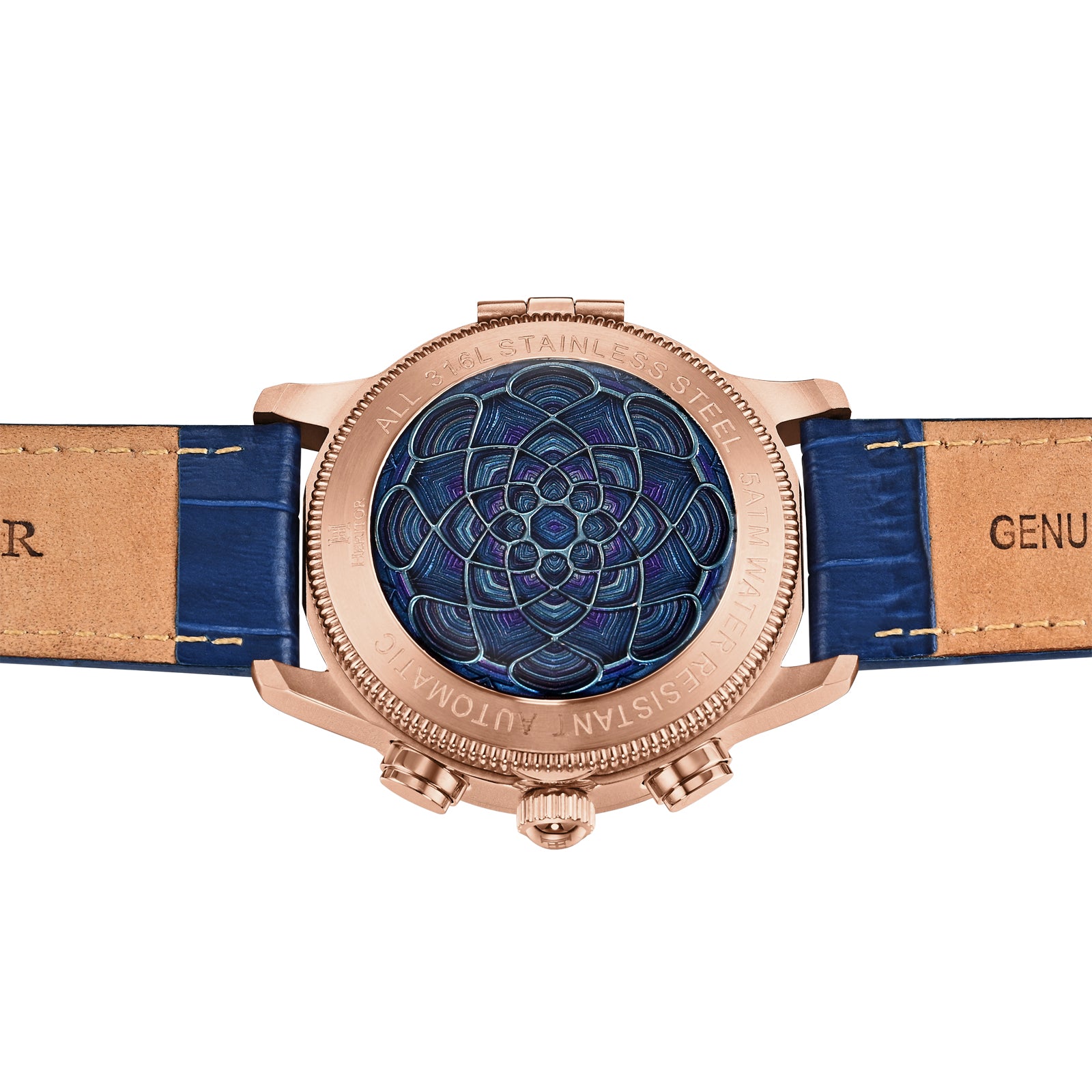 Apostle Custom Enamel Dial Watch Blue/Rose Gold | Multi-colored Dial
