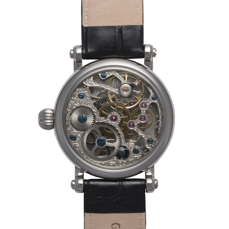 Traveller Series black leather/silver | White Dial