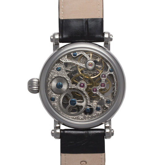 Traveller Series black leather/silver | White Dial