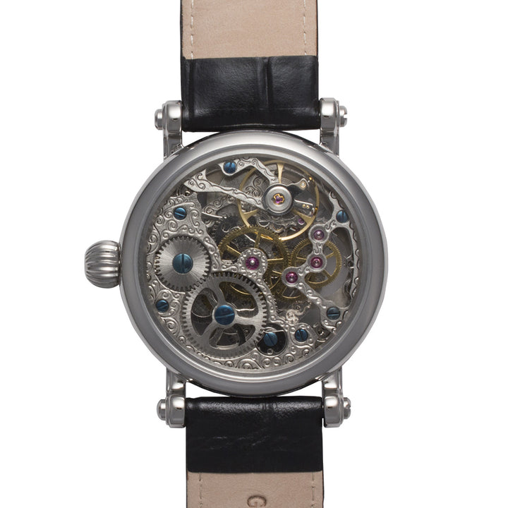 Traveller Series black leather/silver | White Dial