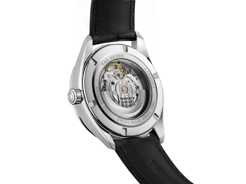 TAG HEUER CARRRERA DAY-DATE 41MM, W/R 100M, STEEL CASE, BLACK ALLIGATOR STRAP, BLACK DIAL Black Dial | Black Dial