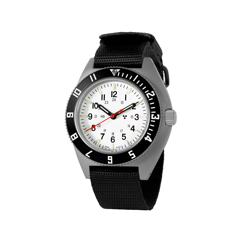 NAV, QUARTZ, SAPH, ARCTIC STERILE, COL: SS//BKBK NYLON 12" Arctic SSNAV on 12 Ballistic | Arctic Dial