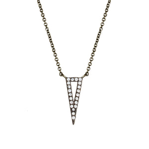 Elegant Confetti Women's 18K Black Gold Plated CZ Simulated Diamond Triangle Pendant Necklace 18k Black Gold